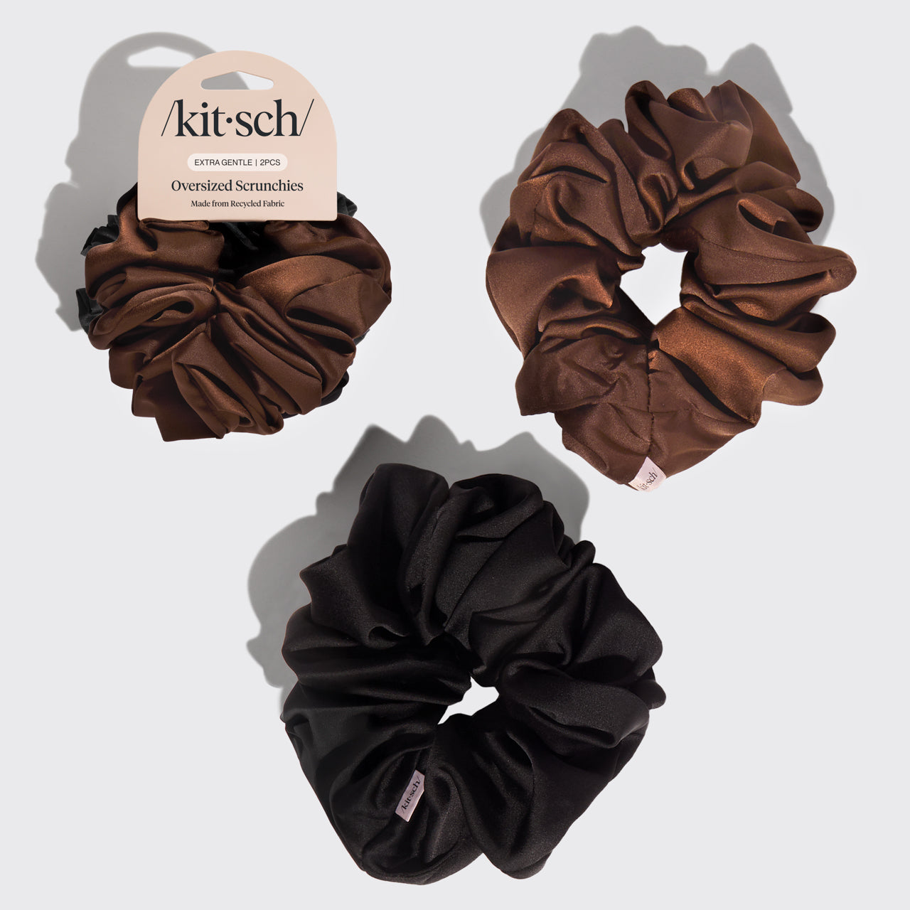Scrunchies extra grandes negro y chocolate