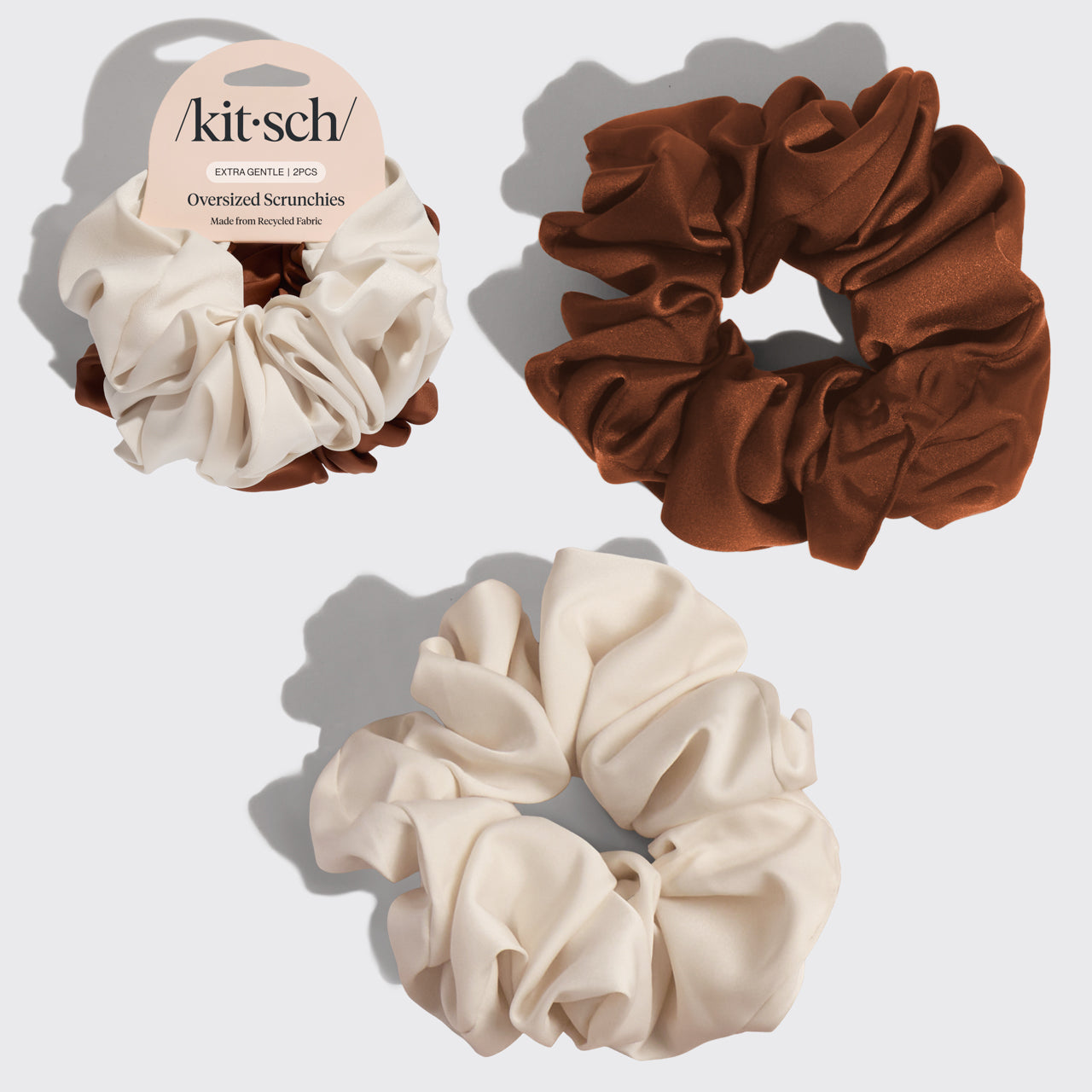 Scrunchies extra grandes crema y camel