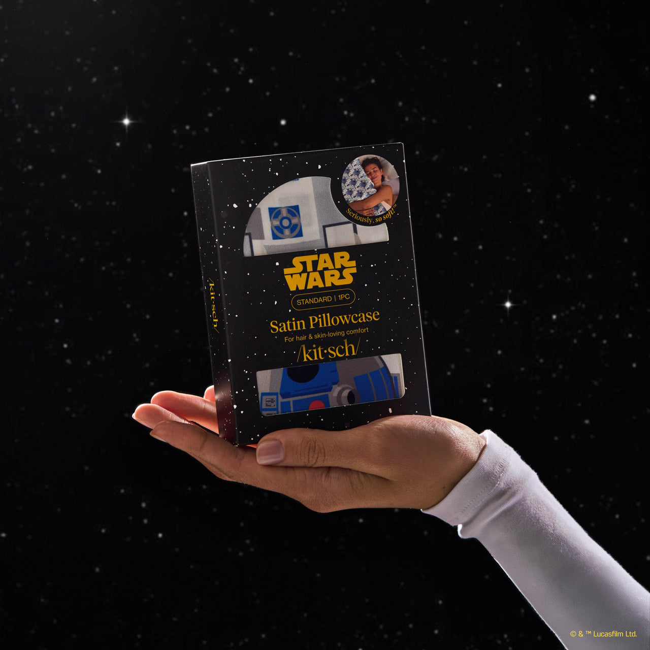 Star Wars™ & Kitsch Funda de almohada de satén R2-D2 y C-3PO
