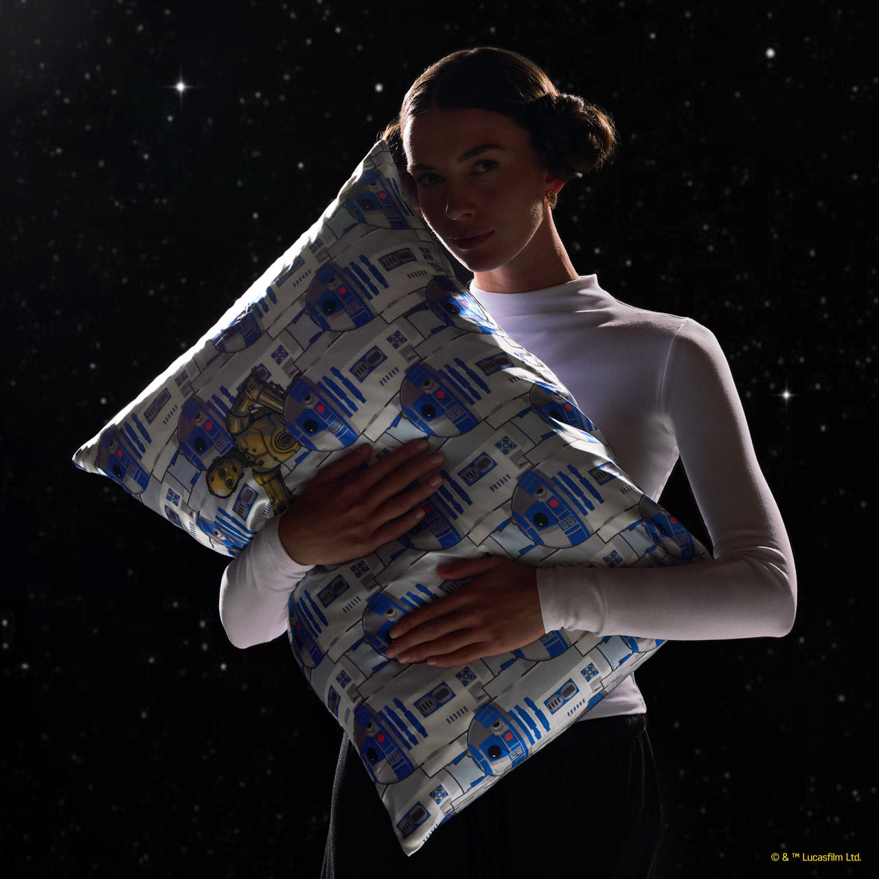 Star Wars™ & Kitsch Funda de almohada de satén R2-D2 y C-3PO