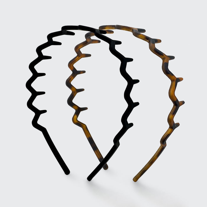 Diadema Zig Zag 2uds - Negro y Carey