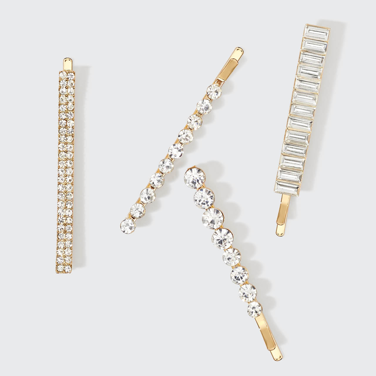 Μεταλλικές στρας ανάμικτες καρφίτσες Bobby Pins 4pcs - Χρυσό