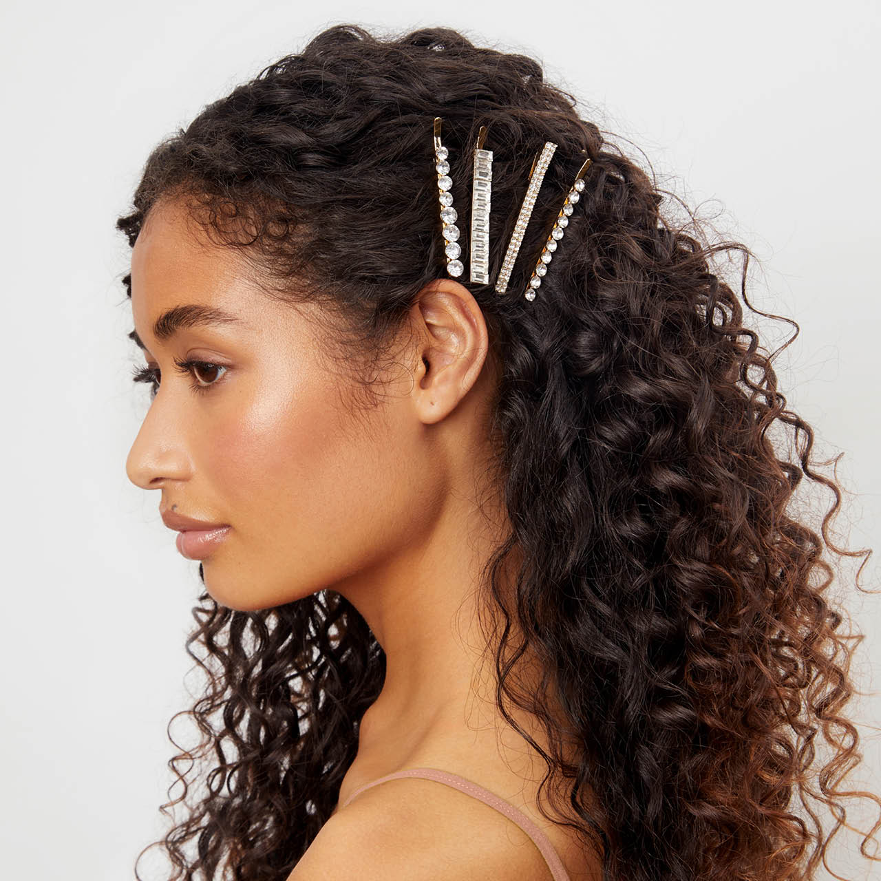 Μεταλλικές στρας ανάμικτες καρφίτσες Bobby Pins 4pcs - Χρυσό