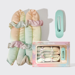 Set de 4 unidades - Rizador sin calor de cabello satinado y Pinza de estilo plano - Aura