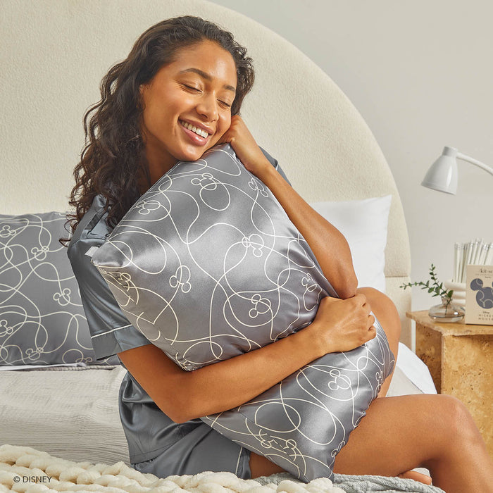 Kitsch x Mickey y Minnie Funda de Almohada de Satén Laberinto Mickey