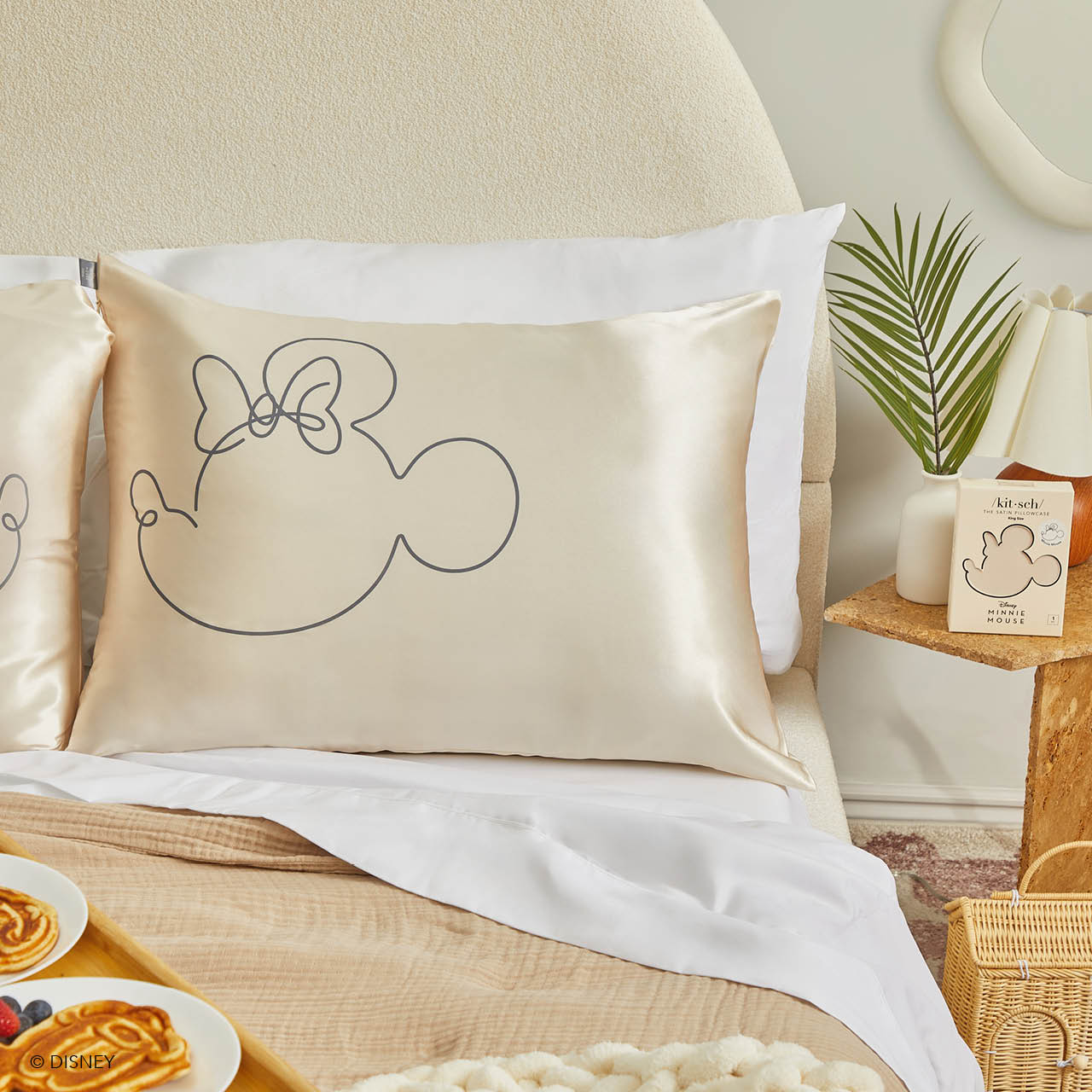 Kitsch x Mickey y Minnie Funda de Almohada de Satén Mr. Mouse