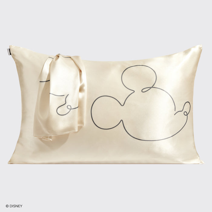 Kitsch x Mickey y Minnie Funda de Almohada de Satén Mr. Mouse