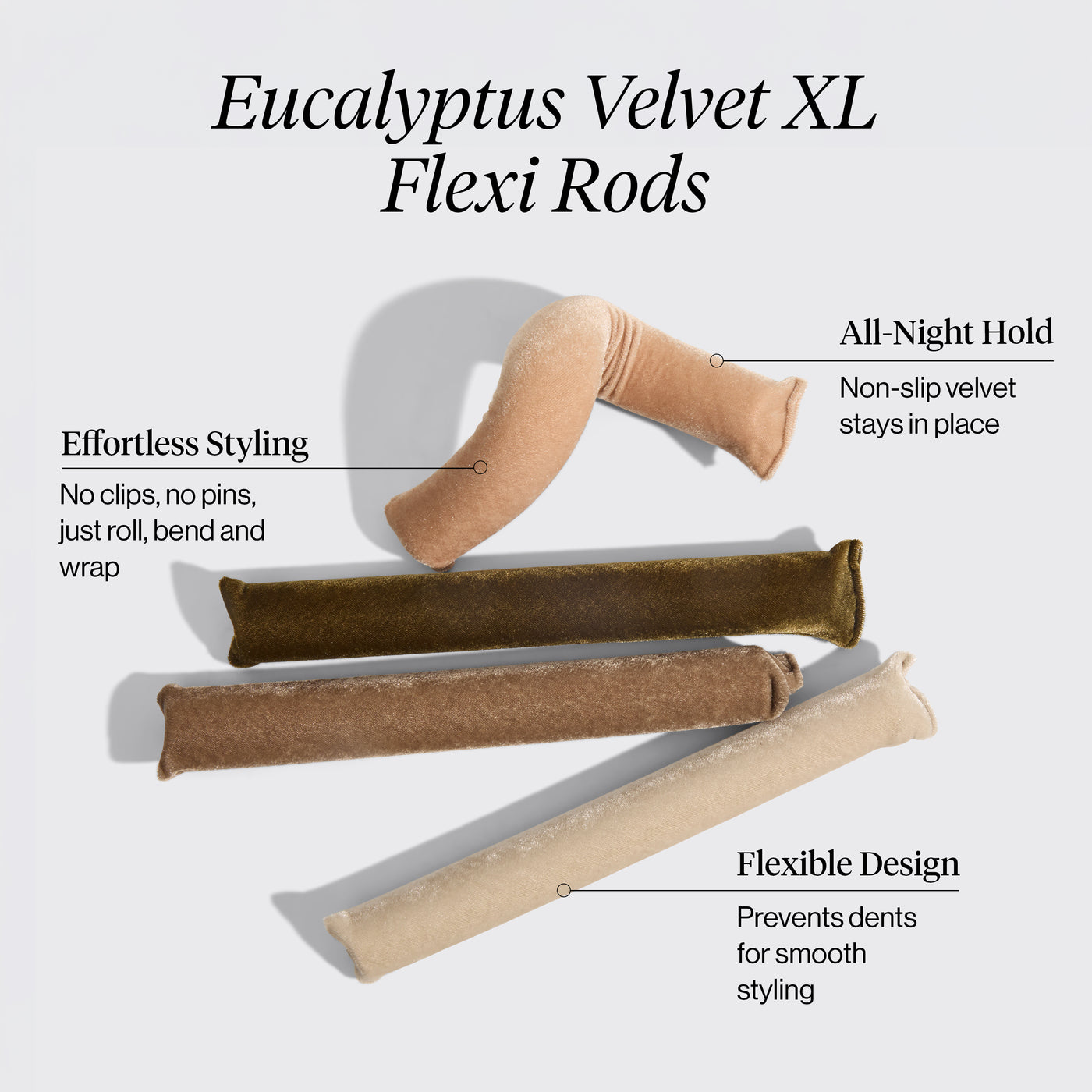 Set de 4 varillas flexibles de terciopelo XL - Eucalipto