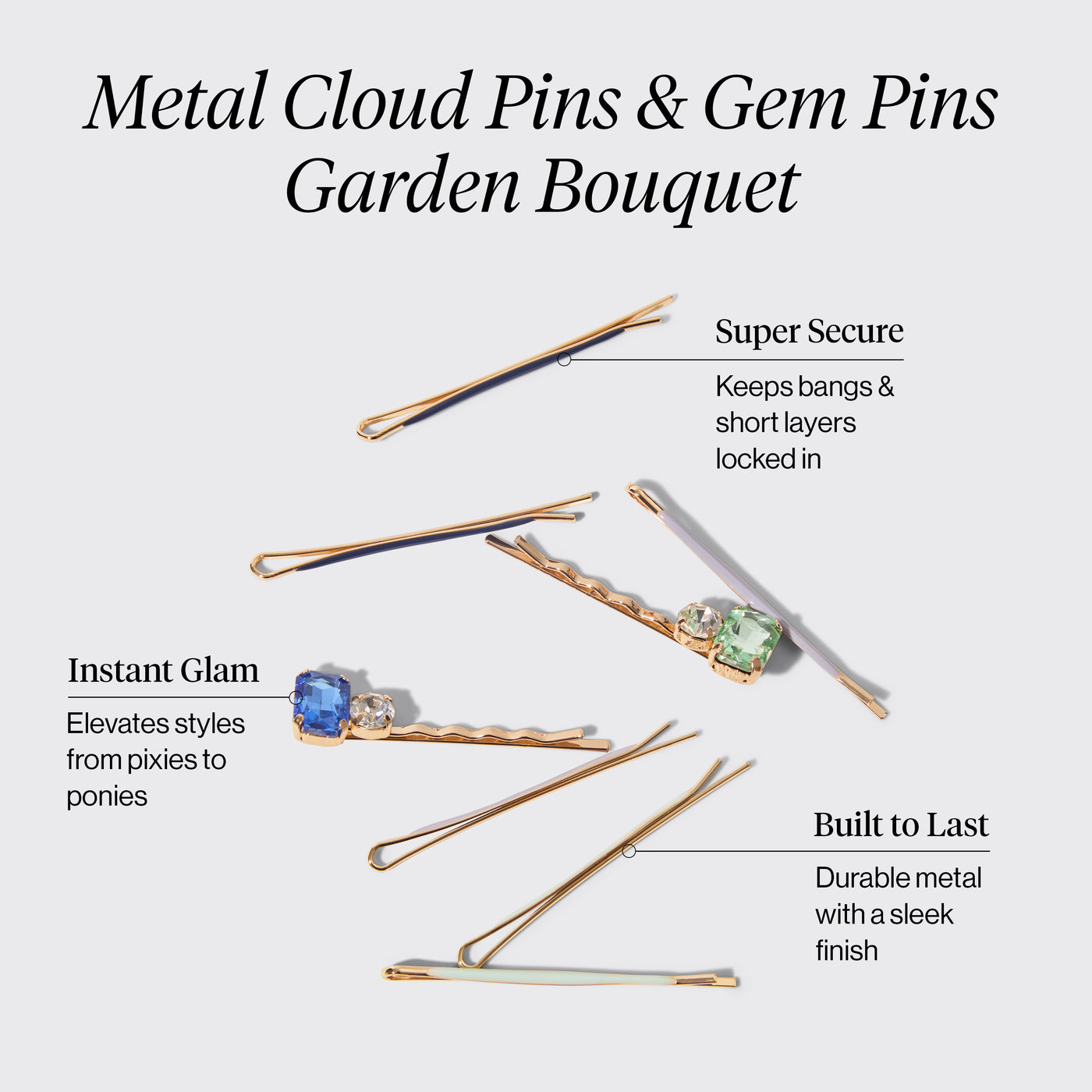 Juego de 8 horquillas Nube y Gemas - Garden Bouquet