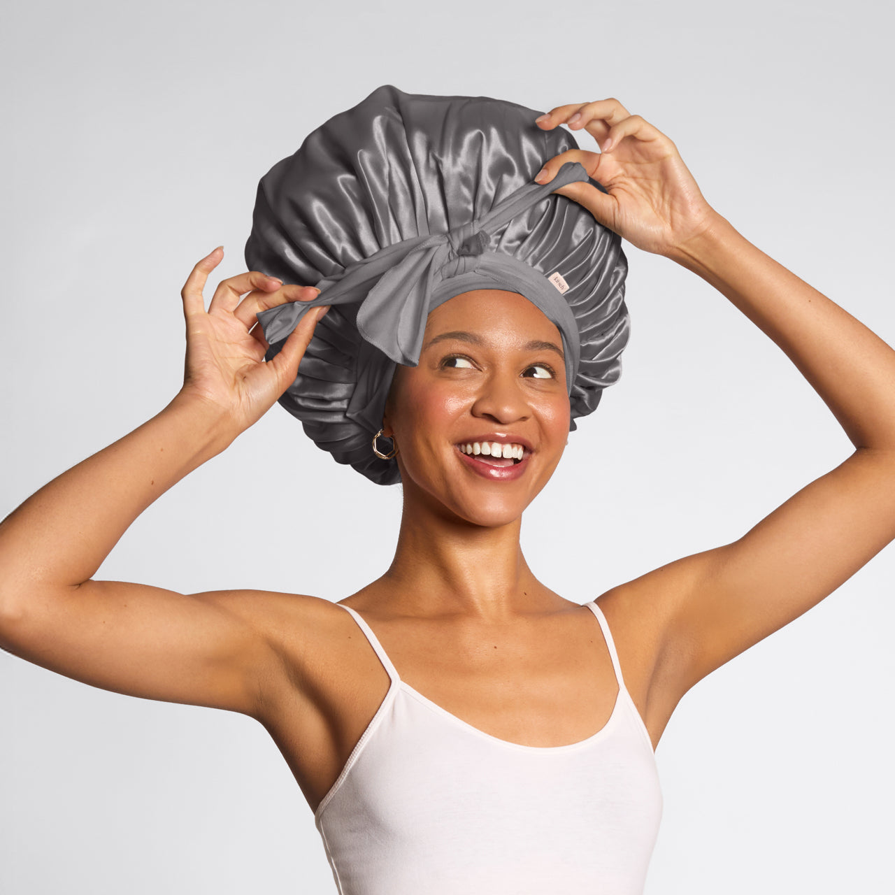 Gorro ajustable de satén extragrande - Gris marengo
