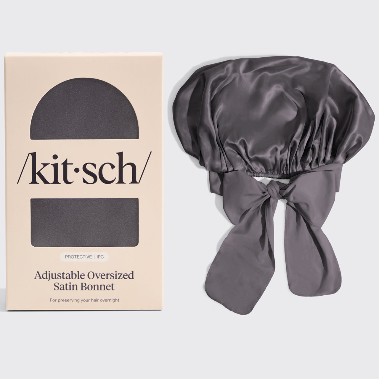 Gorro ajustable de satén extragrande - Gris marengo