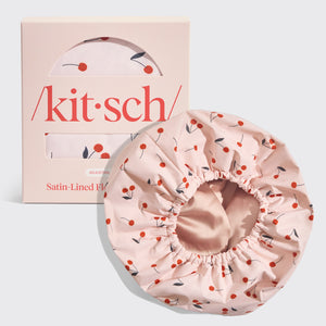 Bonnet de douche en satin - Cerises