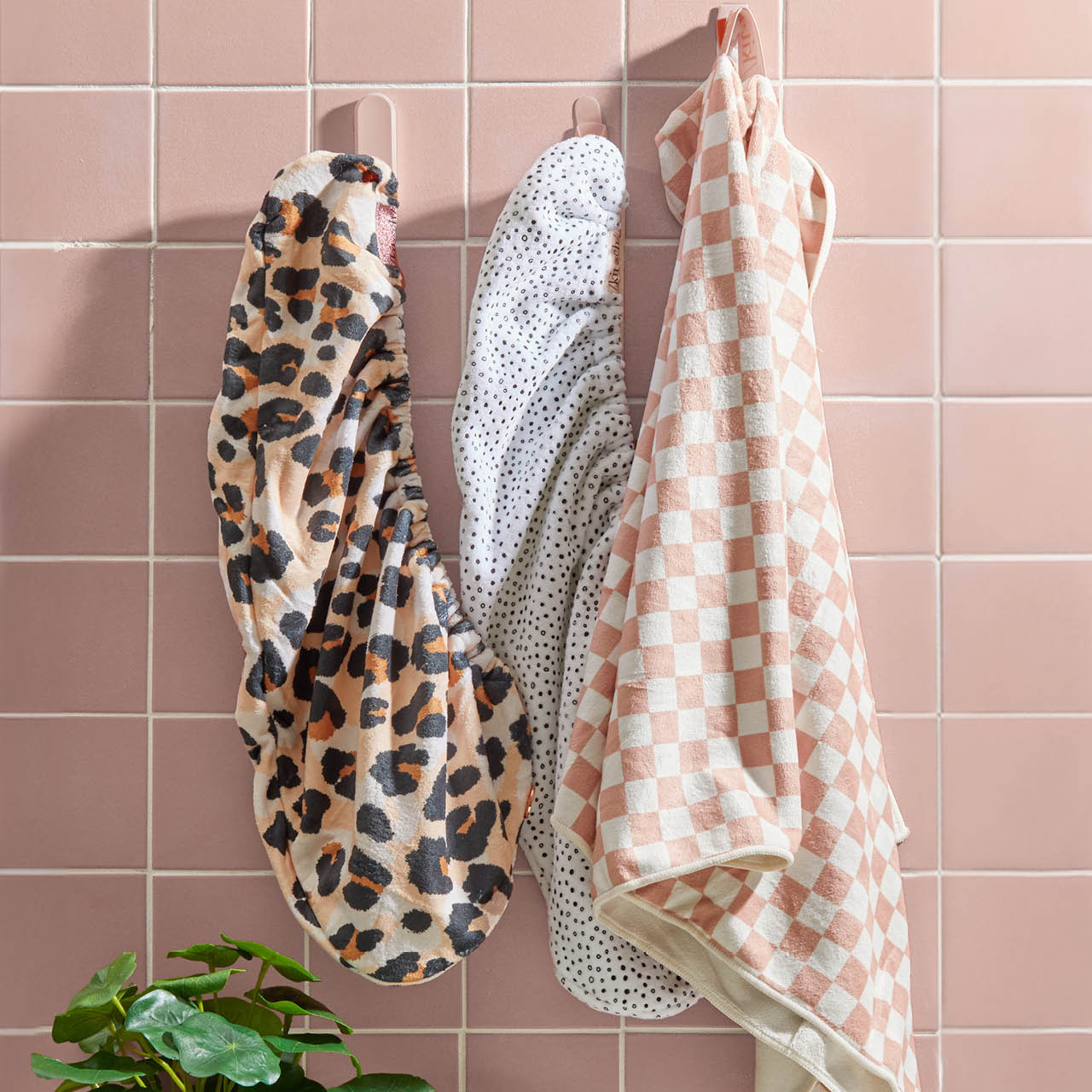 Kitsch Microfiber Hair Towels in Leopard and Micro Dot with XL Wrap collection shot