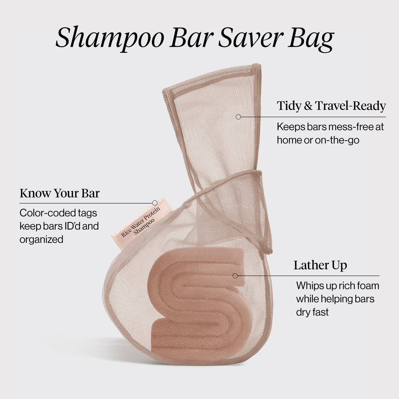 Pochette pour shampooing - Eau de riz - Gris