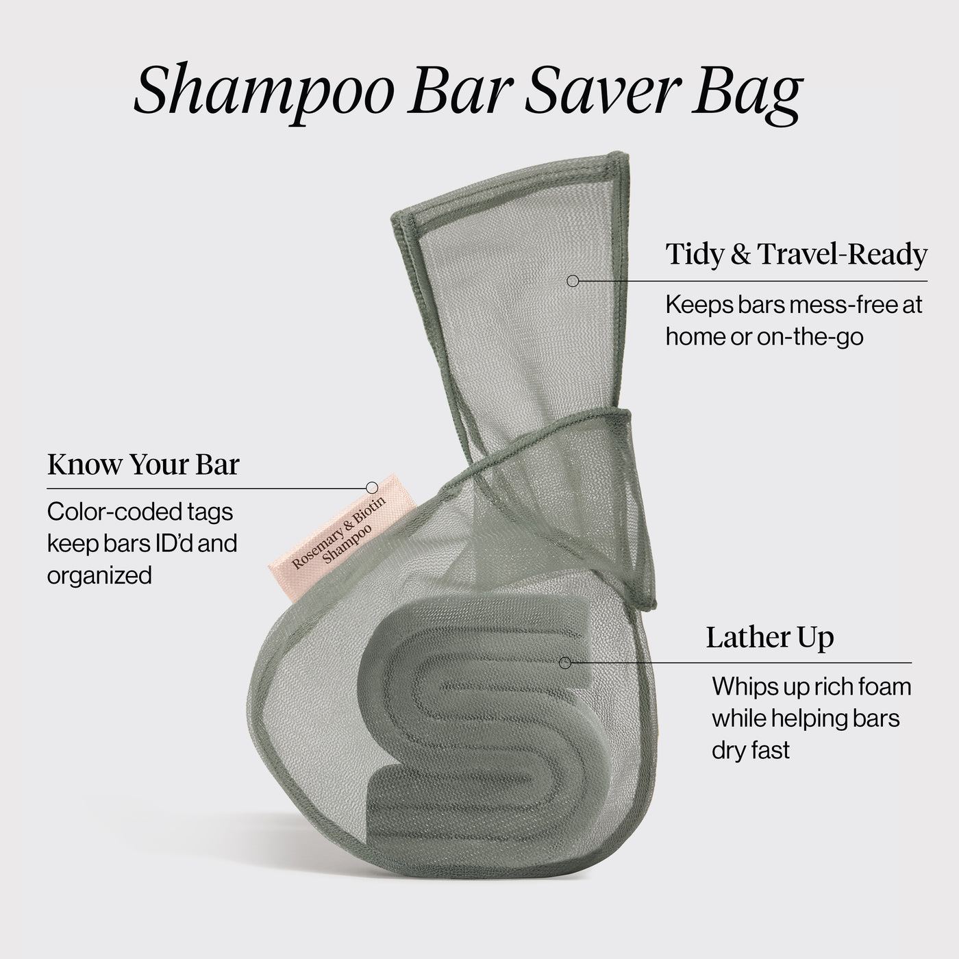Bolsa para champú sólido - Romero y Biotina - Verde