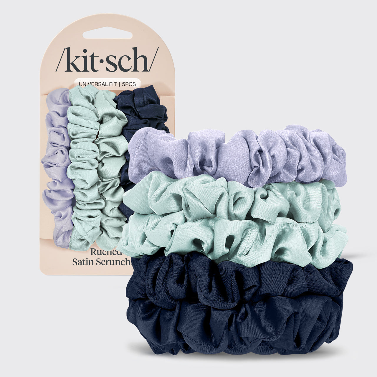 Gerüschte Satin Haargummis 5er Set - Garten Bouquet
