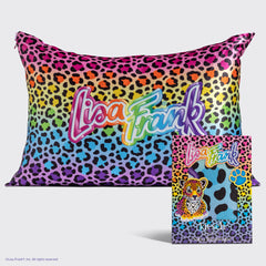 Lisa Frank x Kitsch Funda de almohada de satén Rainbow Leopard