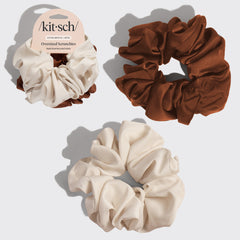 Scrunchies oversize color crema e cammello