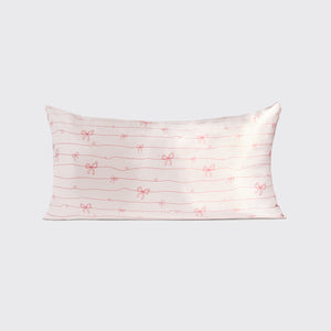 Satin Pillowcase in Striped Bows - King