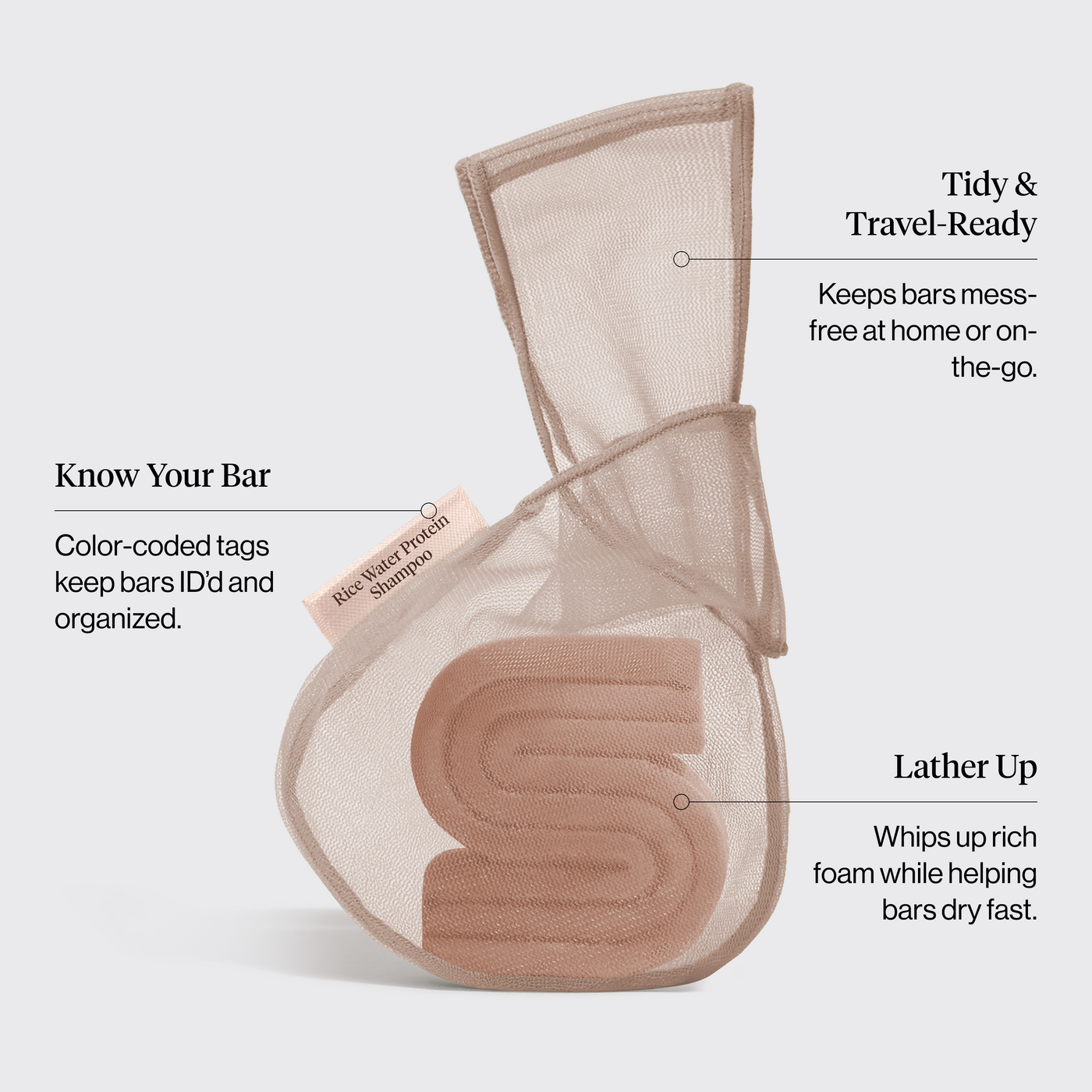 Pochette pour shampooing - Eau de riz - Gris