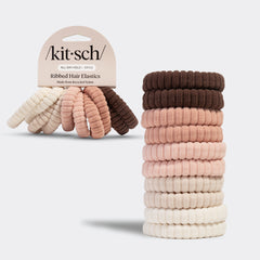 Elásticos para el cabello acanalados color Blush