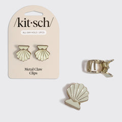 Set de pinzas de pelo metálicas tipo caracola en dorado y crema nacarado