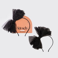 Cerchietto in tulle nero con glitter