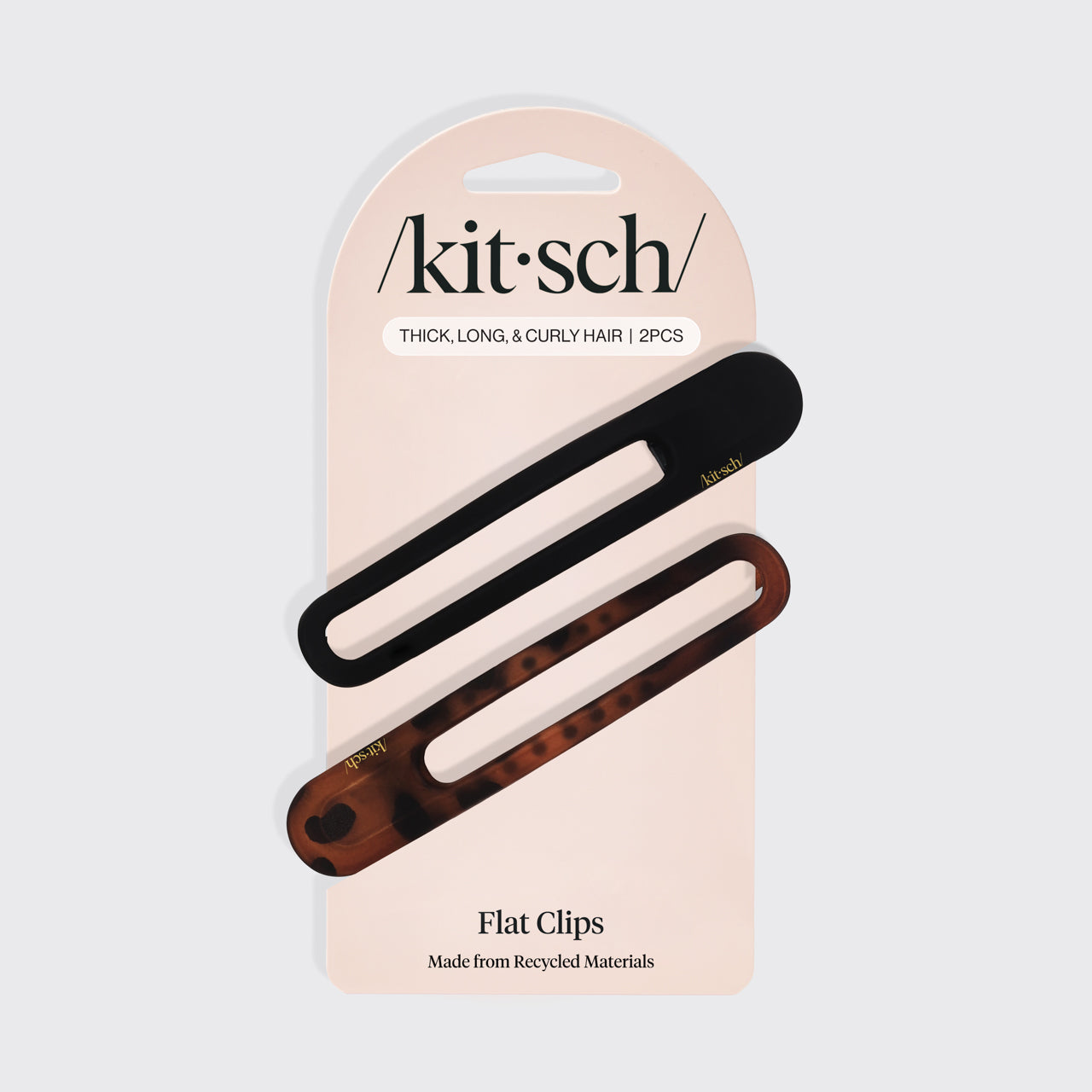 Flache gebogene Klammer, 2 Stück – Schwarz und Schildpatt