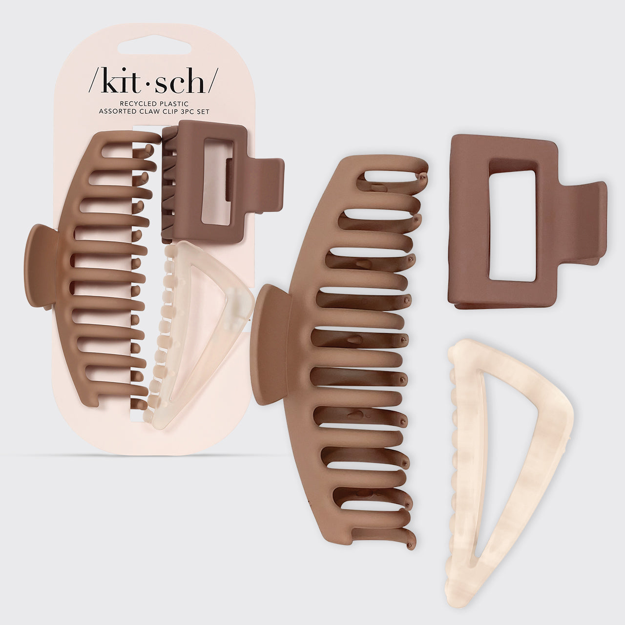 Neutral Assorted Claw Clips 3pc Set