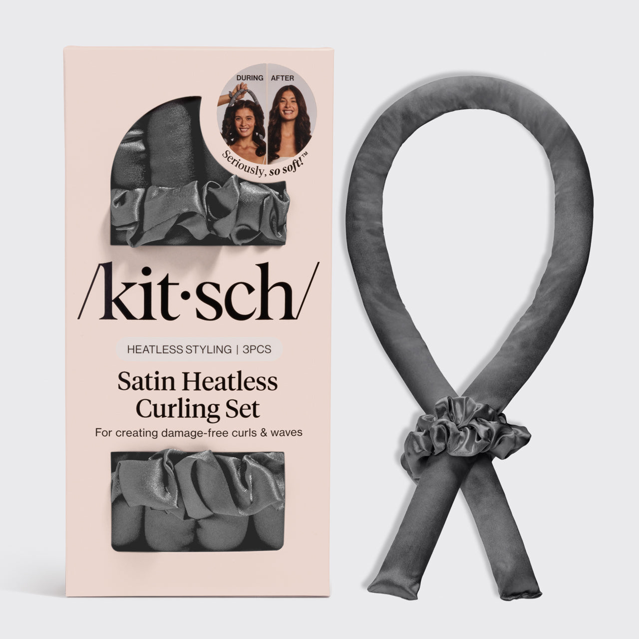 Boucleur de cheveux sans chaleur en satin - Charcoal