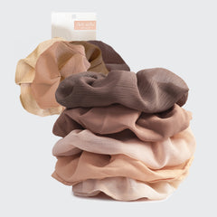Coletero scrunchie de tela crêpe 5 uds - Terracota