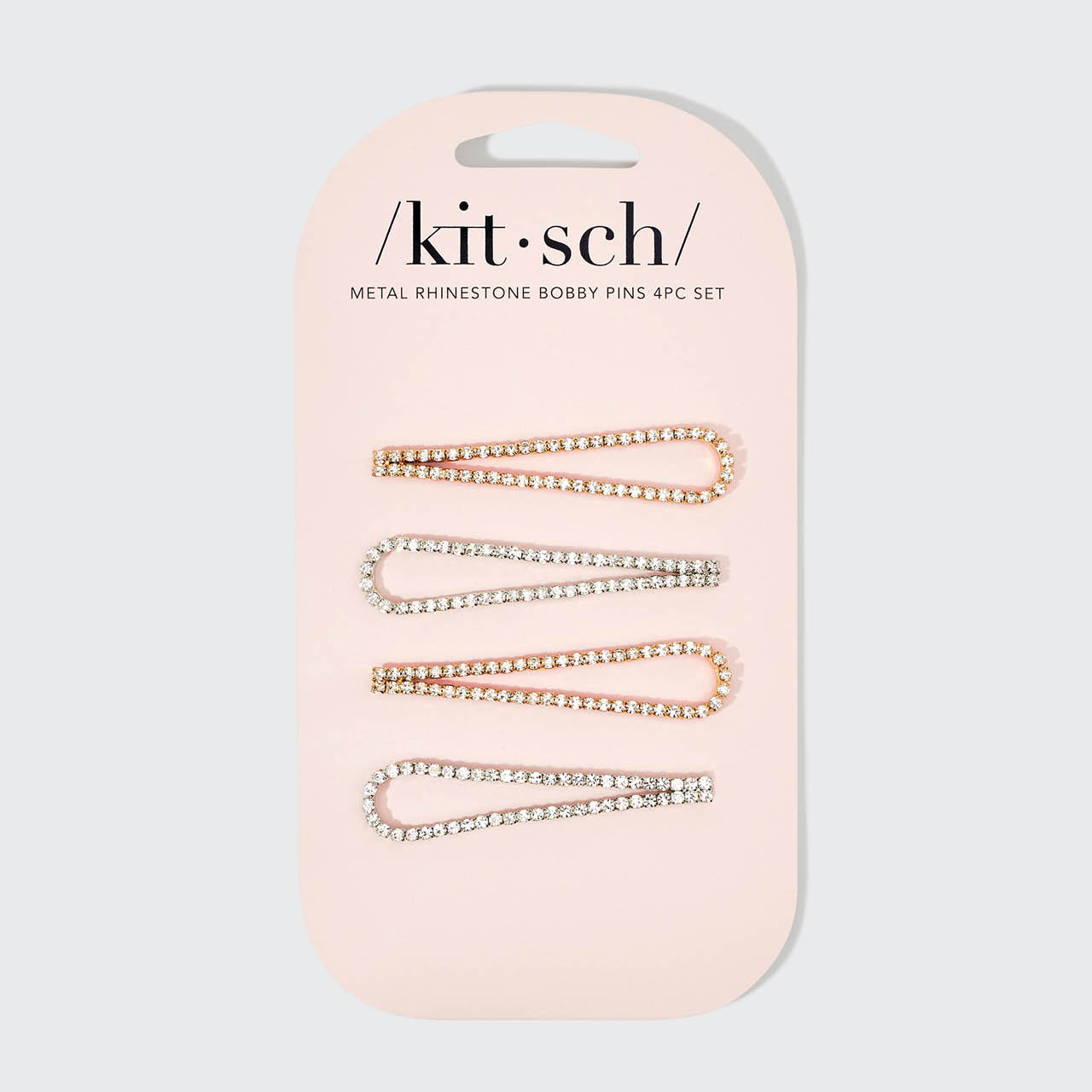 Bobby Pins com gotas de strass em metal 4pcs - Ouro e Prata