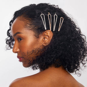 Bobby Pins com gotas de strass em metal 4pcs - Ouro e Prata