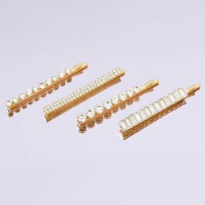 Alfinetes de metal com strass variados 4pcs - Ouro