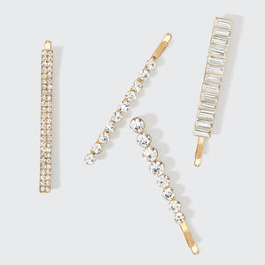 Épingles à chignon assorties en métal et strass 4 pièces - or
