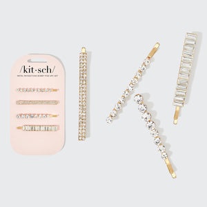 Épingles à chignon assorties en métal et strass 4 pièces - or