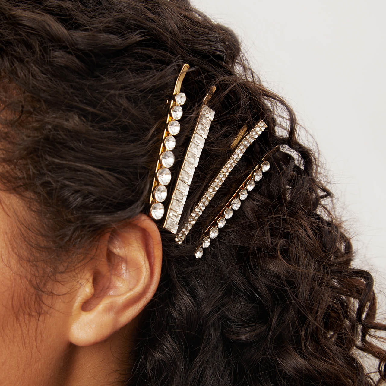 Épingles à chignon assorties en métal et strass 4 pièces - or
