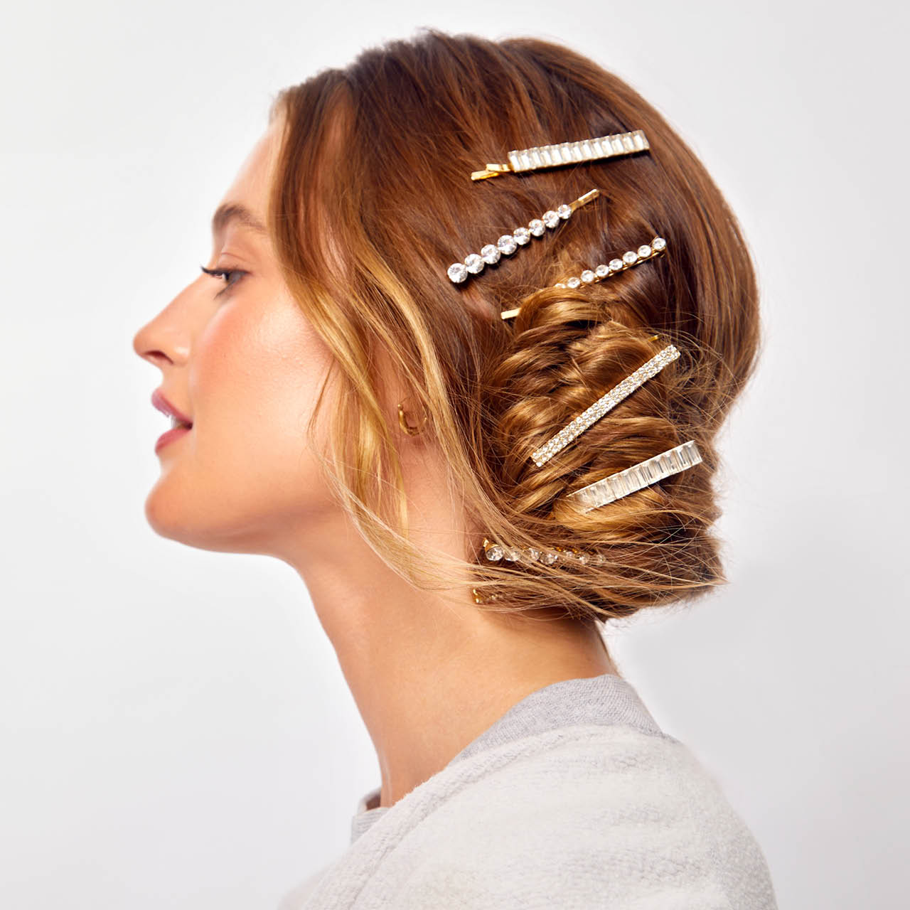 Épingles à chignon assorties en métal et strass 4 pièces - or