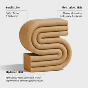 Kitsch Coconut Oil Shampoo Bar feature infographic – deeply moisturizes dry, damaged hair from roots to ends