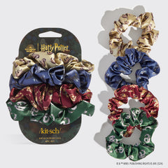 Kitsch x Harry Potter Set di 4 elastici in raso per capelli di tutte le case
