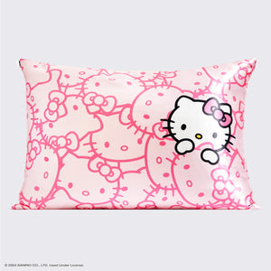 Satin Kopfkissenbezug Hello Kitty x Kitsch - Rosa Hello Kitty Gesichter