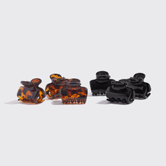 Juego de 6 mini pinzas nube - Negro y Carey