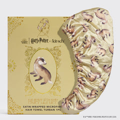 Kitsch x Harry Potter Haarhandtuch mit Satinüberzug – Hufflepuff
