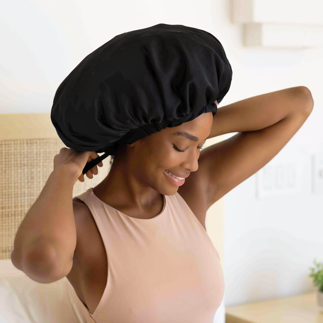 Black Satin Bonnet - XL