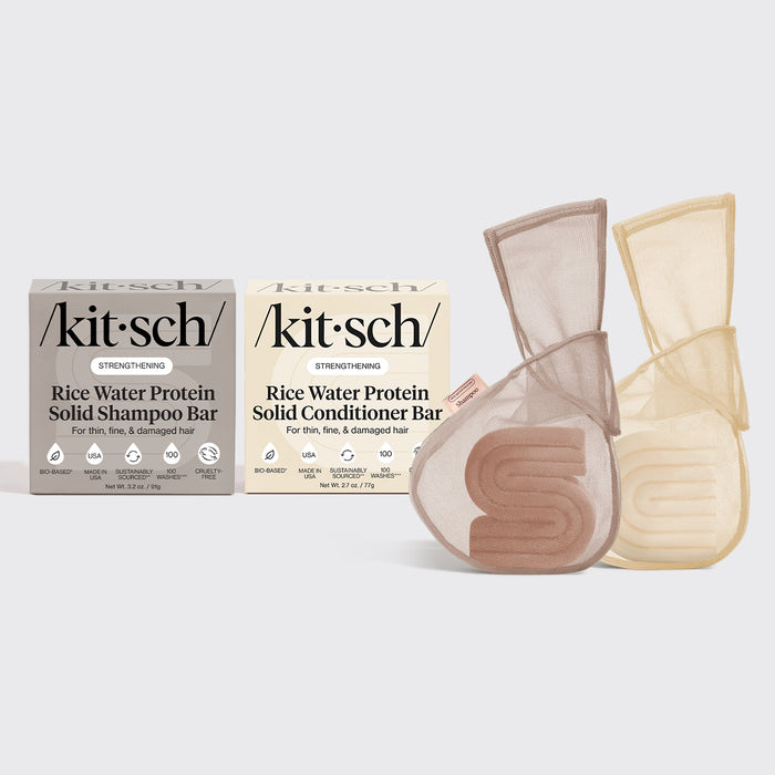 Ensemble shampooing et après-shampooing à l'eau de riz + sachets pour savon