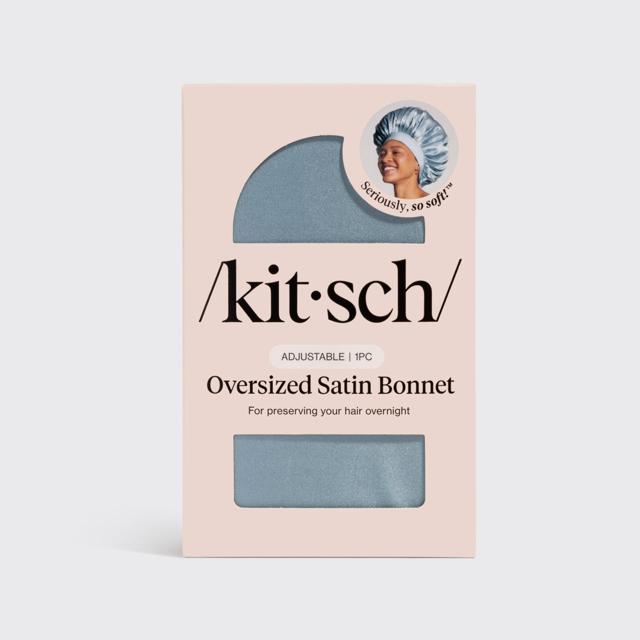 Bonnet oversize en satin - Bleu noisette