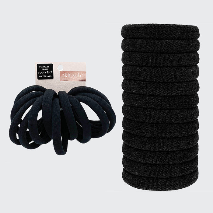 Elásticos médios de nylon reciclado 12 unidades - preto