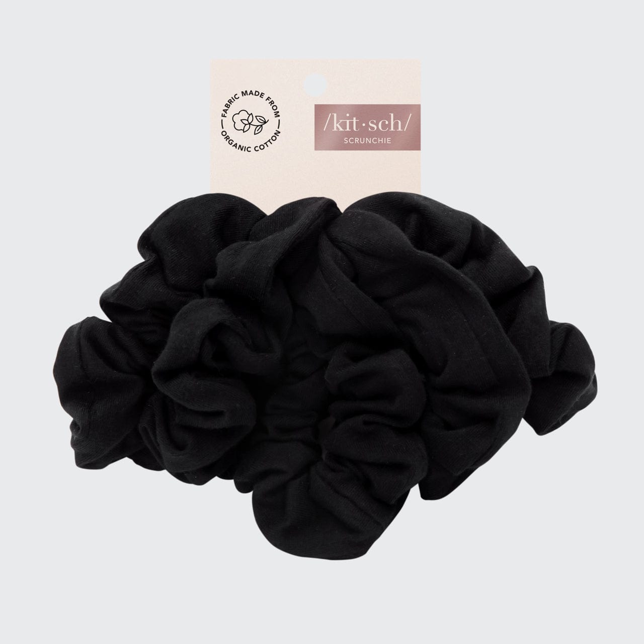 Organic Cotton Knit Scrunchies 5pc - Black