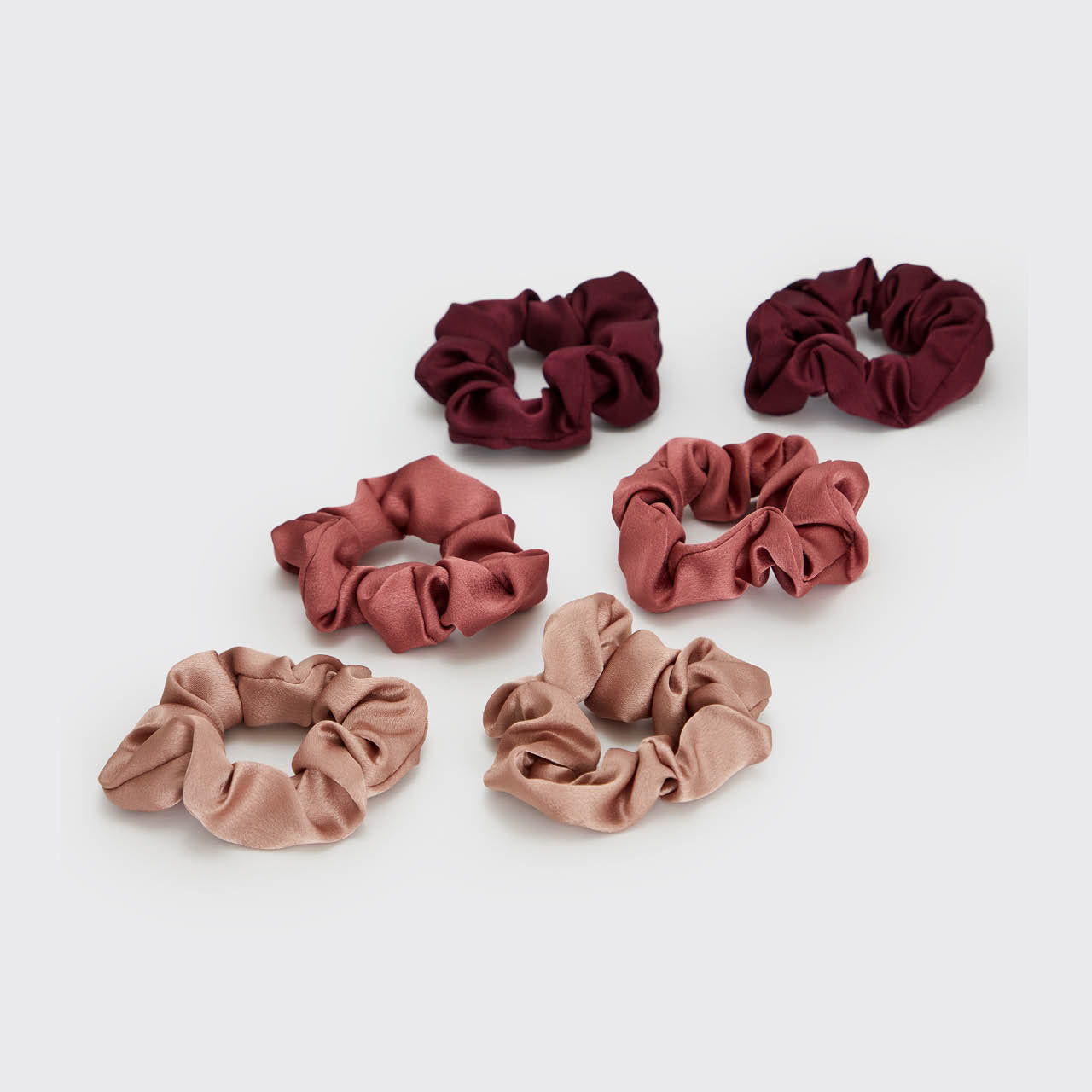 Holiday Satin Scrunchies 6pc -Mulberry Spice