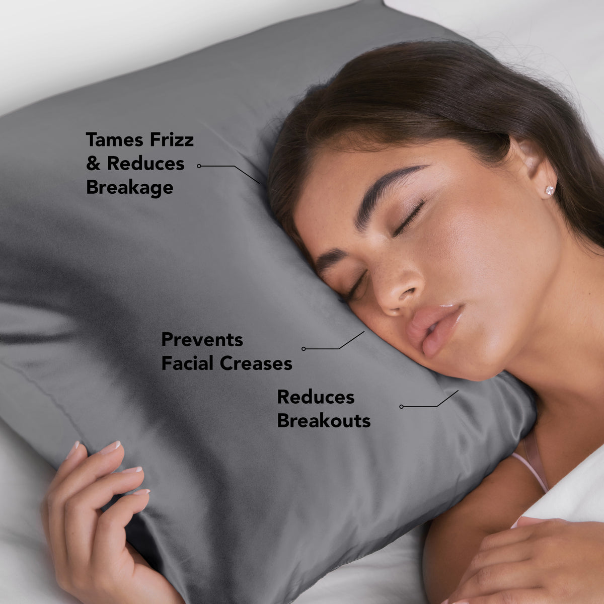 Satin Pillowcase in Charcoal 2 Pack Bundle
